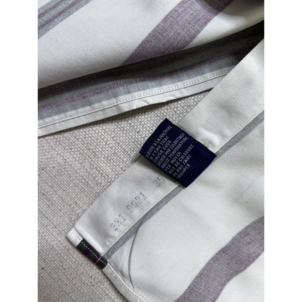 Vintage Tommy Hilfiger Button Up Shirt Men's XL White Purple Striped Long Sleeve